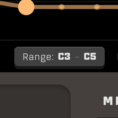 Range readout set to C3–C5 under a melody contour.